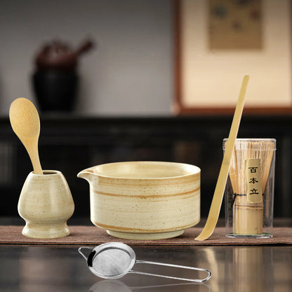 6PCS Japanese Matcha Tea Set Safe Bamboo Whisk Teaspoon Tea Sets Indoor Beverage Shop Tea-making Tools Accessories
