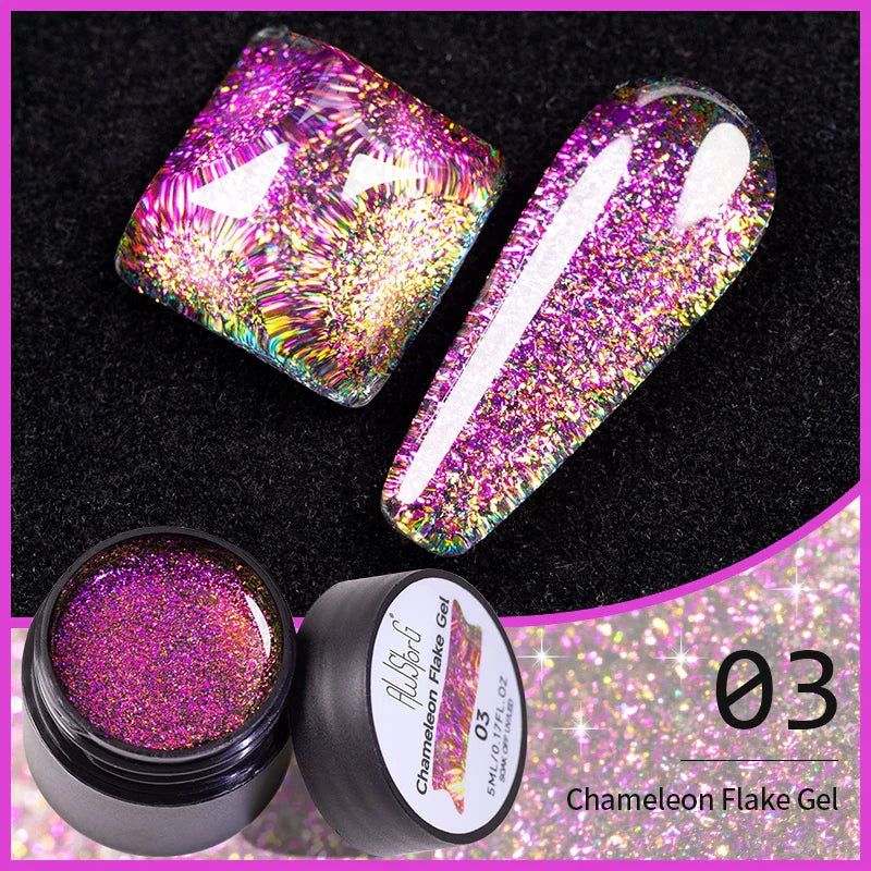 BOZLIN 5ml Sparkling Chameleon Mica Shell Gel Polish Colorful Sequins Manicure Semi Permanent Soak Off Nail Art Gel Varnish