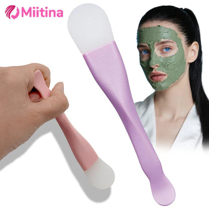 Silicone Facial Mask Brush Soft Head with Scraper Integrated Dual-use Mud Film Brush DIY Film Adjusting Beauty Skin Care Tool