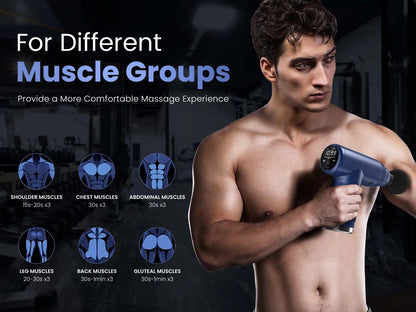 SEJOY Portable Fascia Gun Vibration Massage Gun For Body Neck Back Deep Muscle Relaxation 10 Gears LCD Touch Screen 6 Heads