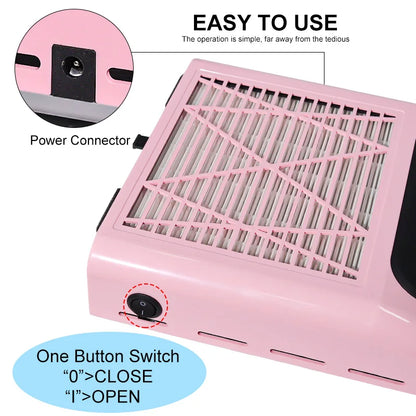 Nail Dust Collector Manicure Machine Tools Strong Power Nail Vacuum Cleaner With Remove Filter Nail Extractor Fan Nail Art Tool