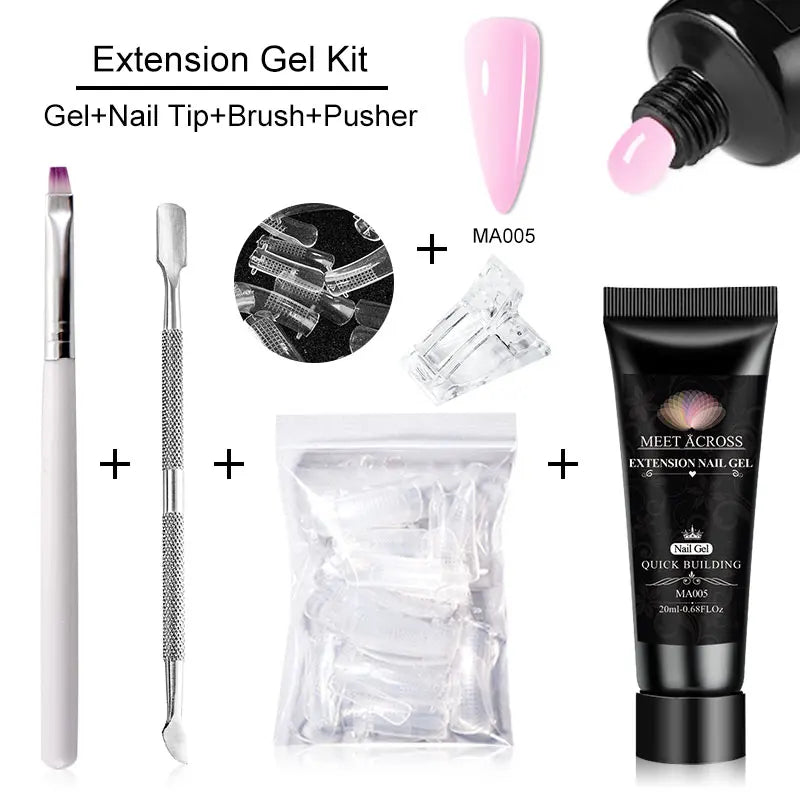 MEET ACROSS 5PCS/SET Extension Gel For Nails Finger Extension Gel Manicure Slip Solution Acrylic Nail Art Varnish DIY Tool