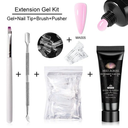 MEET ACROSS 5PCS/SET Extension Gel For Nails Finger Extension Gel Manicure Slip Solution Acrylic Nail Art Varnish DIY Tool
