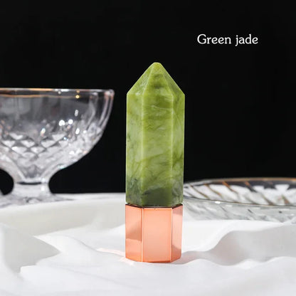 Facial Beauty Natural Healing Rose Quartz Obsidian Crystal Column Perfumes Essential Oil Roller Bottles Mother's Day Women Gift