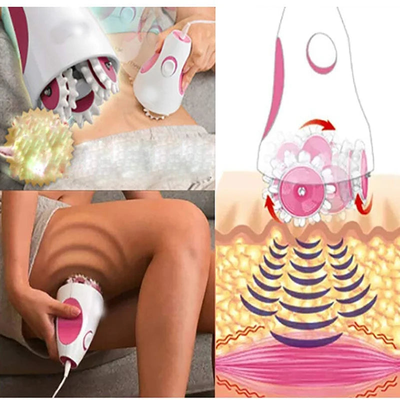 Massage Roller Lose Weight Machine Abdominal Exercise Handle-held Infrared 3D Electric Massager Full Body Relax Slimming Tool