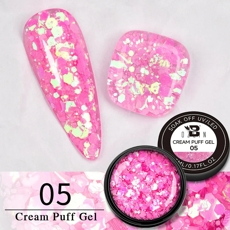 BOZLIN 5ml Sparkling Chameleon Mica Shell Gel Polish Colorful Sequins Manicure Semi Permanent Soak Off Nail Art Gel Varnish