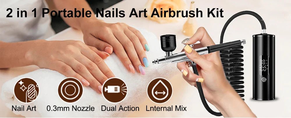 Airbrush Nail with Compressor Cordless Mini Airbrush Nail Kit Portable Electric Mini Spray Gun Multifunctional beauty device
