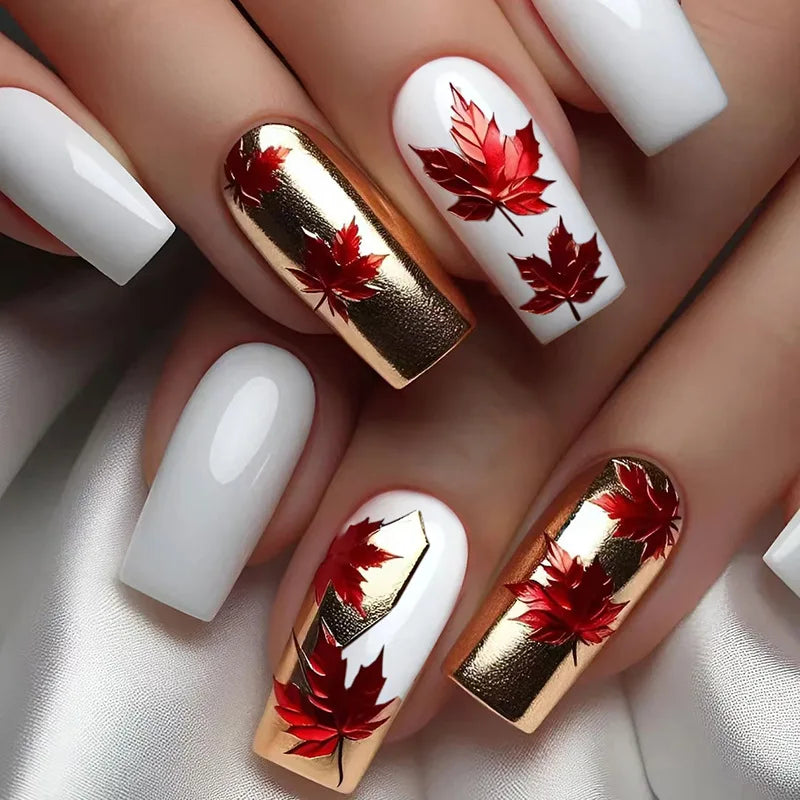 24Pcs Ladder-shaped Ballet False Nails with Glue Stripe Floral Nail Art Ombre French Press on Acrylic Nail Tips for Spice Girls