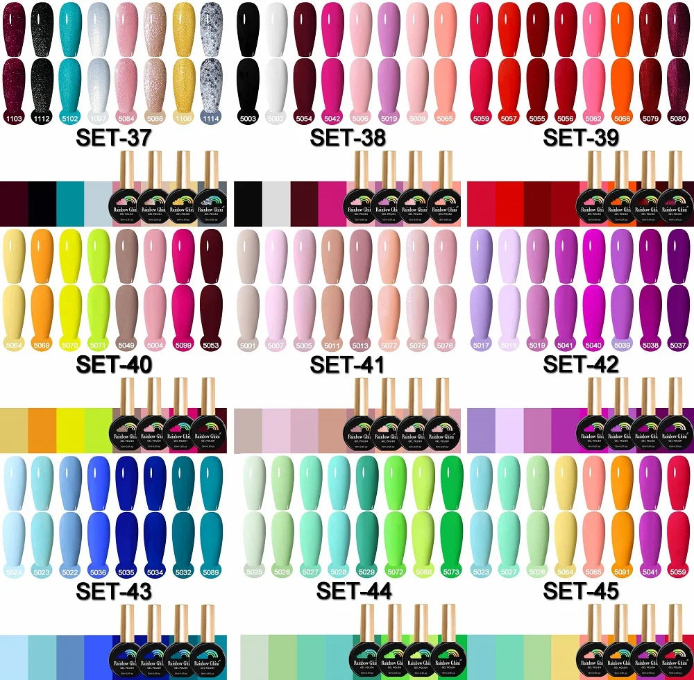 Rainbow Ghini 15ML 8Pcs/Set Nude Glitter Gel Nail Polish HEMA TPO FREE Colorful Nail UV LED Hybrid Gel Varnish All For Manicure