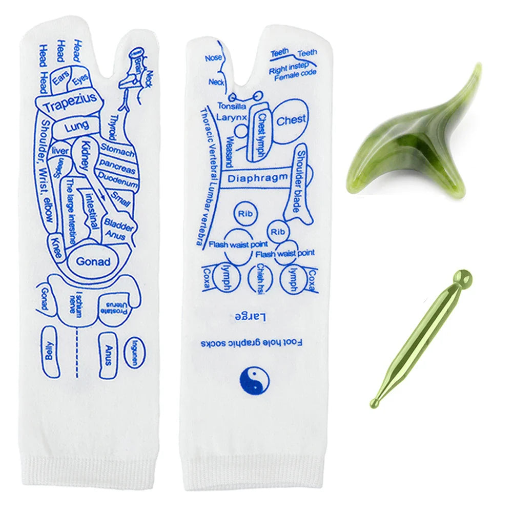 Reflexology Socks with Massage Tool Foot Massage Acupressure Socks English Illustration Relieve Tired Feet Reflexology Socks