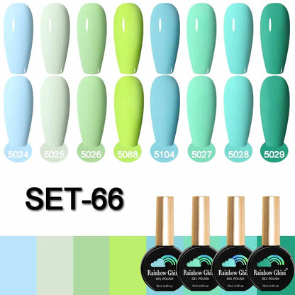 Rainbow Ghini 15ML 8Pcs/Set Nude Glitter Gel Nail Polish HEMA TPO FREE Colorful Nail UV LED Hybrid Gel Varnish All For Manicure