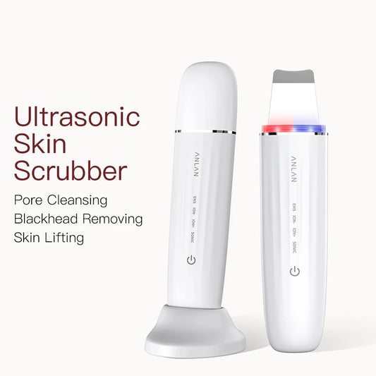 ANLAN Ultrasonic Skin Scrubber Peeling Facial Ultrasonic EMS Facial Lifting Red Blue Skin Care Pore Deep Cleansing Machine IPX7