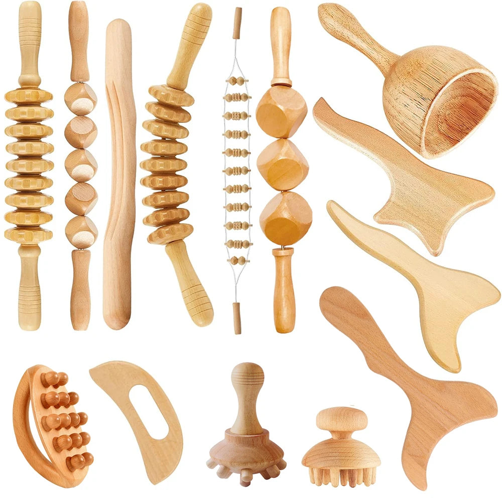 Wood Therapy Massage Maderoterapia Massager Roller Anti Cellulite Slimming Gua Sha Massager For Body Back Foot Masajeador