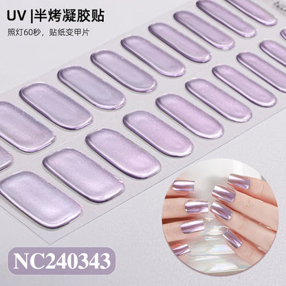 Semi-Cured Nail Wraps Autocollants Pour Ongles UV Adhesive Full Cover Stickers for Nails Lamp Need Press On Nails DIY Manicure