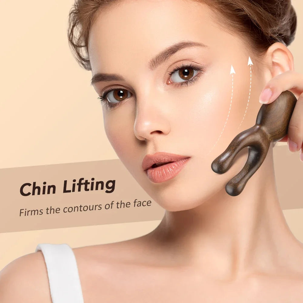 Wooden Gua Sha Facial Tools  Head Massager Sandalwood Wood Massage Tool for Face Nose Eye  Wood Therapy Massage Acupressur Tools