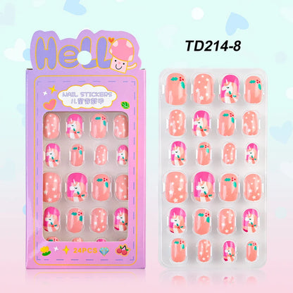 12pcs Kids 3D Stereo Sanrio Fake Nails Patch Sweet Girls Cute Cartoon Hello Kitty press on nails Kuromi Child Wearable FalseNail