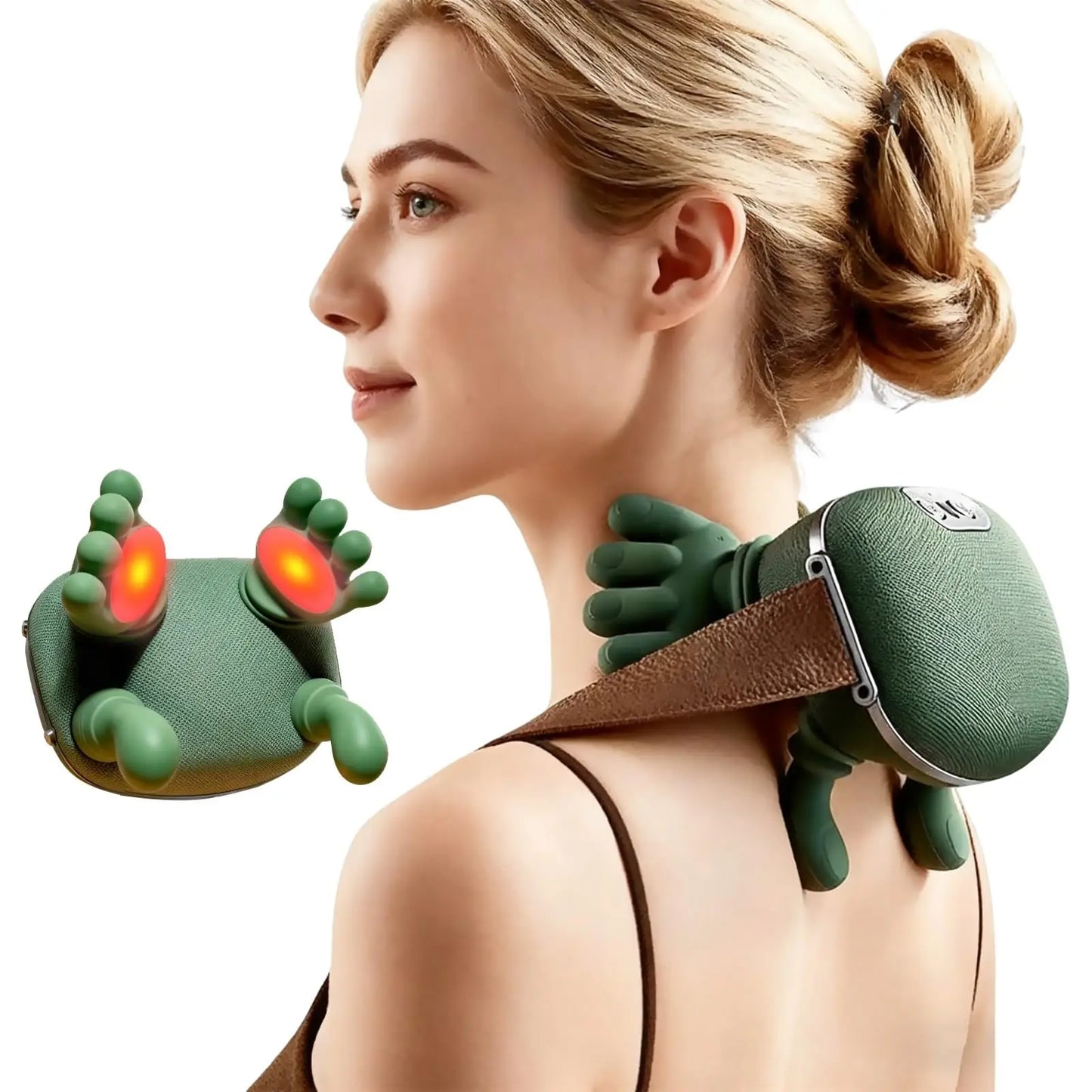 Bionic Neck and Shoulder Massager H-E-A-T Smart Neck Massage Pillow Wireless Kneading Massage Neck Waist Leg Body 3-Level Modes