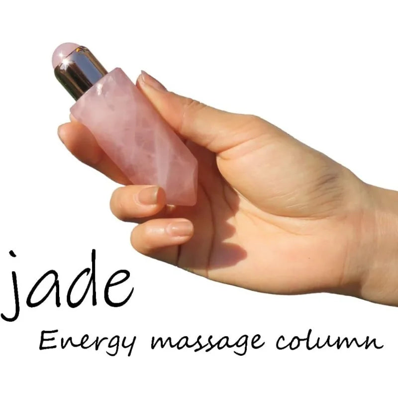 Rose Quartz Crystal Essential Oil Roll Bottle Beauty Massage Skin Care Tool for Facial Neck Body Muscle Relaxation