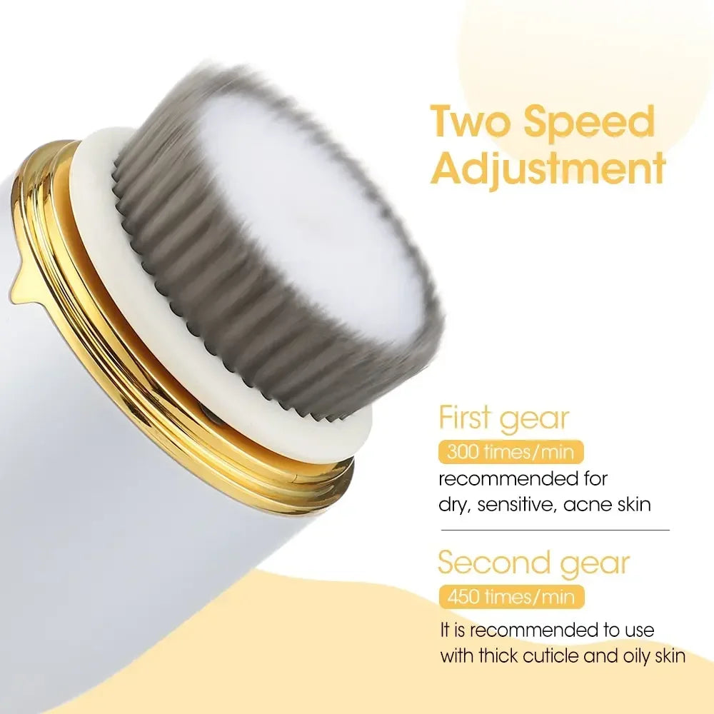 3 in 1 Waterproof Facial Cleansing Brush Device Silicone Deep Cleansing Face Scrubber Exfoliator Cleaner Vibration Massager