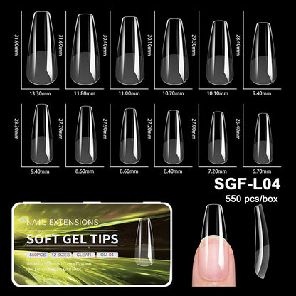 550pcs Soft Gel Nail Tips False Nails Tip Semi-matte Fingertip French Coffin Almond Capsules Full Cover Nails Extension Tools