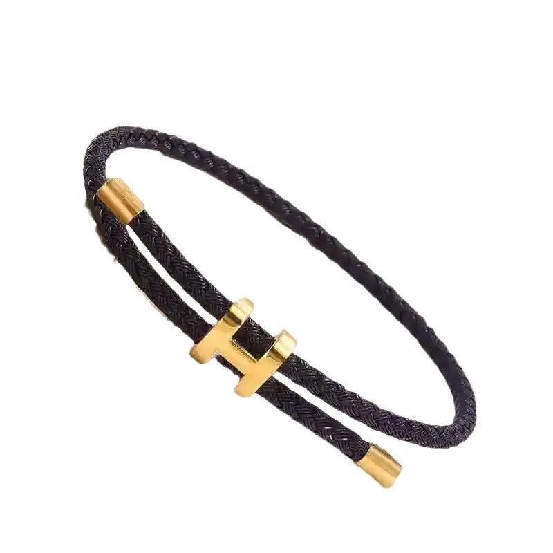 2025 new Fashionable and simple stainless steel bracelet, I-shaped buckle bracelet, couple lucky woven bracelet