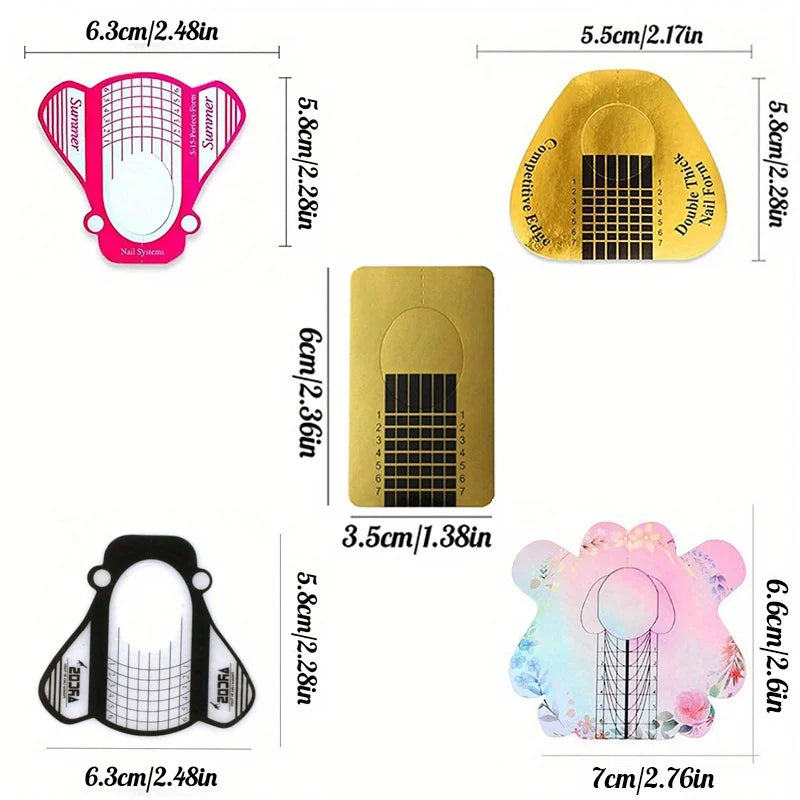 100 pieces square gold nail paper holders phototherapy nail crystal nail extension paper holders