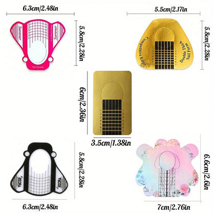 100 pieces square gold nail paper holders phototherapy nail crystal nail extension paper holders