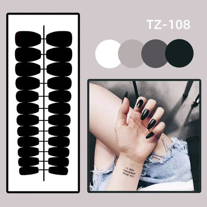 24Pcs Gradient Fake Nails Press on Long Almond False Nails Removable Full Cover Nail Tips Wearable Finished Fingernails Nail Art