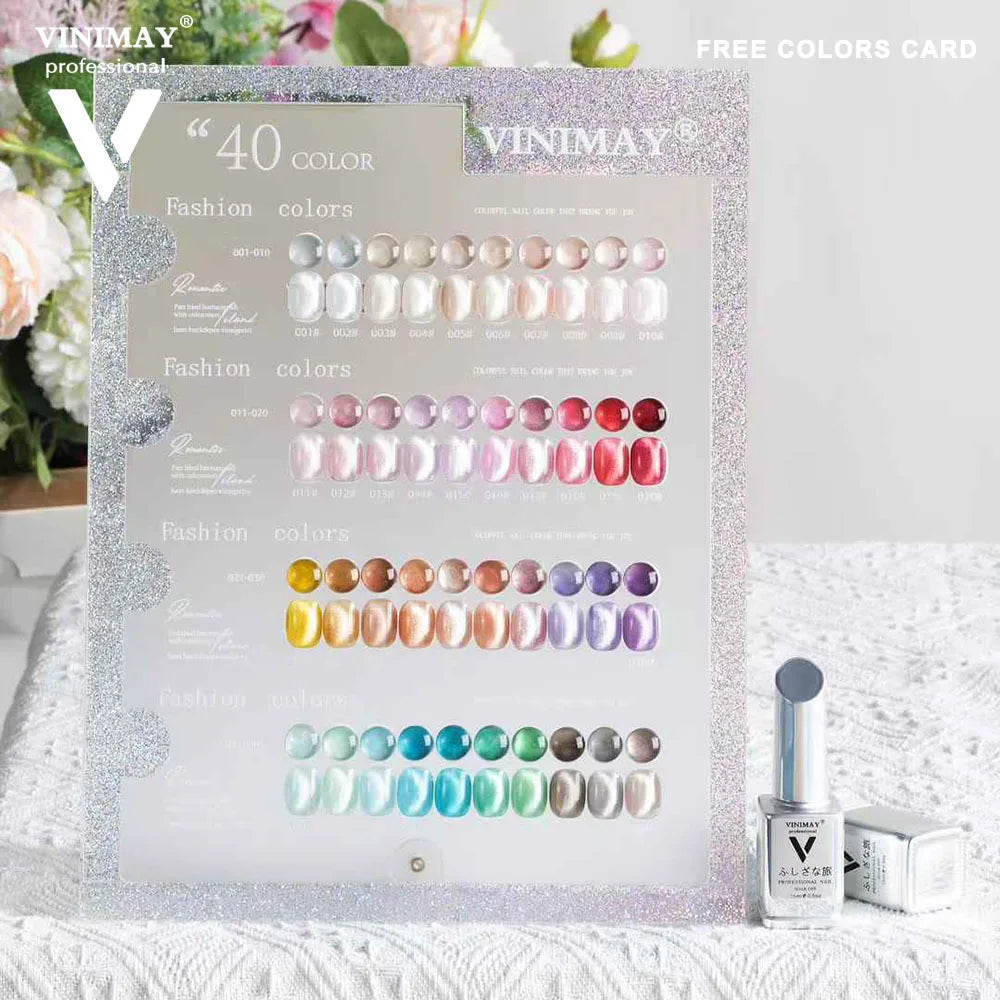 VINIMAY 40PCS Cat Eye Gel Polish Set With Color Swatch 9D Magnet Gel Soak Off Gelpolish Gel Varnish Collection Nail Gel Kit 15ML