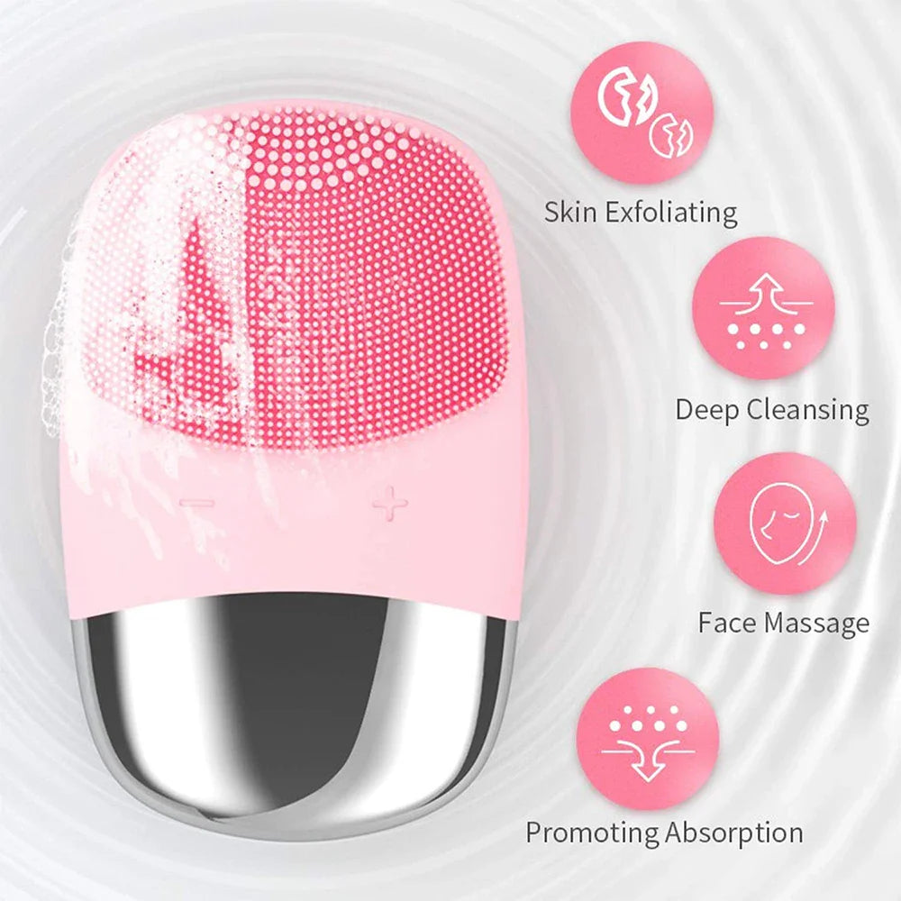 Electric Facial Cleansing Brush silicone IPX7 face massager facial cleanser sonic vibration cleaner deep hole face brush machine