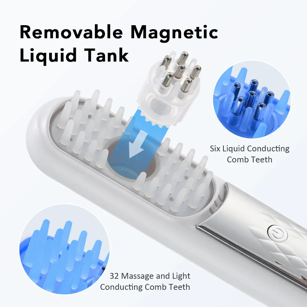 Electric Scalp Massage Brush Red Light Therapy Hair Growth Massage Comb Anti Hair Loss Liquid Oil Applicator Massager Tools