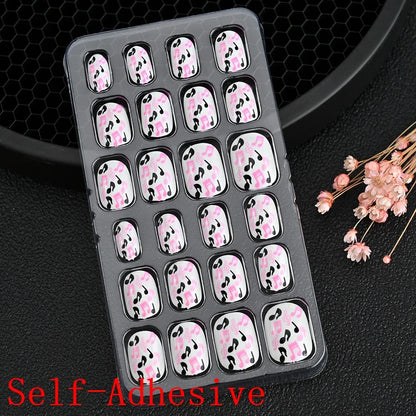 12pcs/Box Children Acrylic Fake Nails Safe Non-Toxic Adhesive Fake Nail DIY Artificial Fingernails for Girls Children's Day Gift