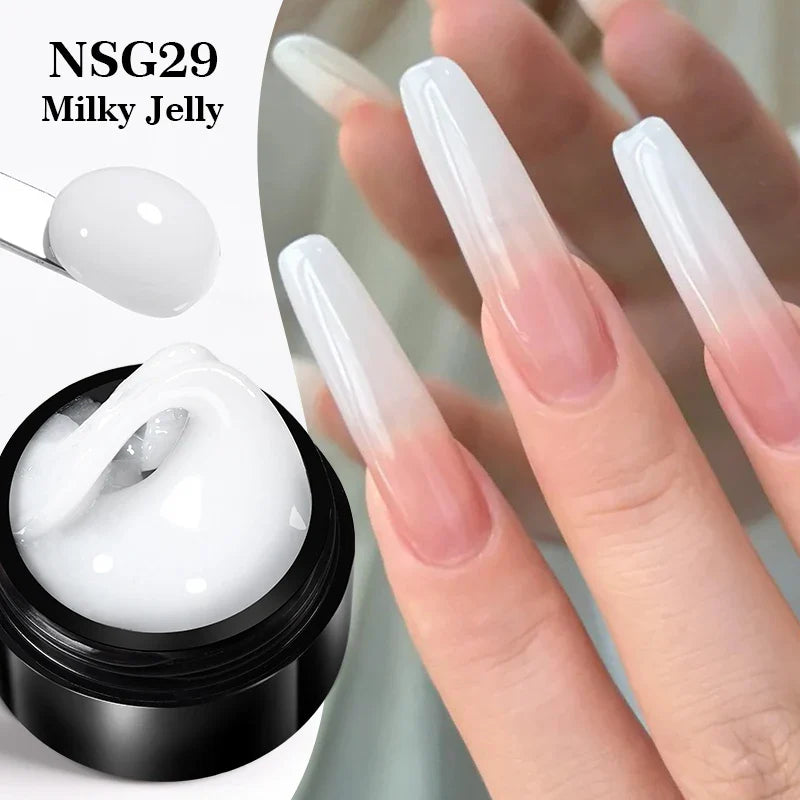 BORN PRETTY 15ml 3D Carving Jelly White Nude Non Stick Hand Solid Extension Nail Gel Polish Flower Acrylic Nail Art Building Gel