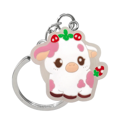 1PCS LED Keychains New Arrival Cute Unicorn Joystick Pig Flower Cat Cow Luminous Keyring Accessories for Car Women Men Key Gifts